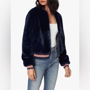 MOTHER The Letterman Faux Fur Bomber Jacket